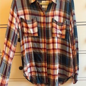 Abercrombie & Fitch Plaid Button-Down Shirt in Navy, Burgundy, Cream